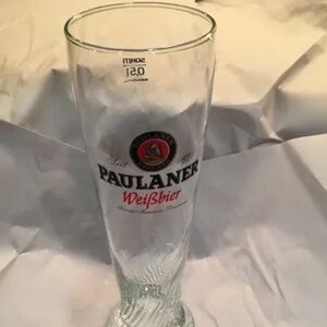 2 Paulaner Weißbier Weissbier Swirl Pattern Beer Glass 0.5L 10" München Brewery